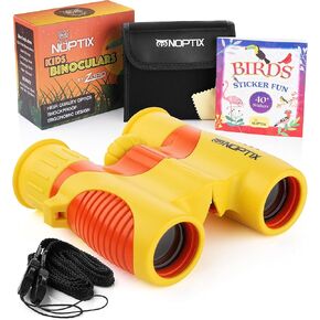 مناظير للاطفال - مناظير حقيقية للاطفال البنات والاولاد باللون الاصفر والبرتقالي النابض بالحياة - للاعمار من 3 الى 14 سنة - تتضمن كتاب ملصقات مكون من 40 طائر مع اسماء in Kuwait