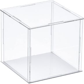 MECCANIXITY Clear Display Case, Acrylic Box Assemble Transparent Dustproof Box Showcase 7.9x7.9x7.9inch for Collectibles, Crafts