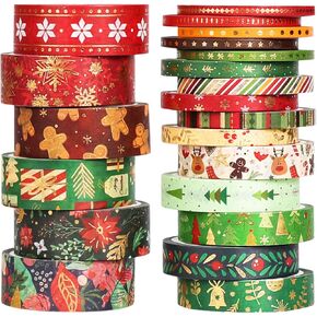 مجموعة شريط واشي لعيد الميلاد من إيبورن - 21 لفة من رقائق الذهب للعطلات، مثالية لمجلة الرصاص، وسجل القصاصات، وتغليف الهدايا، والحرف اليدوية اليدوية in Kuwait