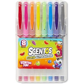 Scentos Scented Gel Pens for Kids - Assorted Colorful Pens - Fine Point Gel Pen Set - For Ages 3 and Up - 8 Count (Glitter)