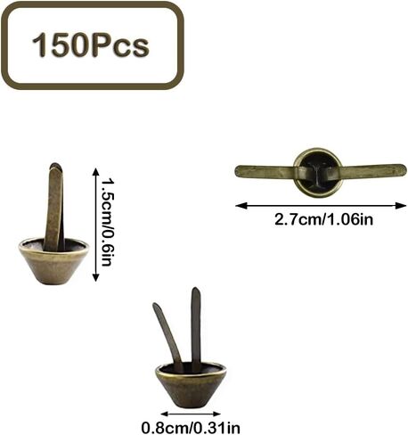200 قطعة من أدوات تثبيت الورق مقاس 8 × 15 مم مصنوعة من ورق مستدير مطلي بالمعدن، أدوات تثبيت صغيرة مطلية بالنحاس، أدوات تزيين القصاصات الفنية والمشروعات المدرسية (رأس مستدير برونزي) in Kuwait