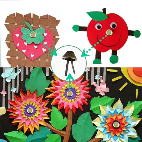 200 قطعة من أدوات تثبيت الورق مقاس 8 × 15 مم مصنوعة من ورق مستدير مطلي بالمعدن، أدوات تثبيت صغيرة مطلية بالنحاس، أدوات تزيين القصاصات الفنية والمشروعات المدرسية (رأس مستدير برونزي) in Kuwait