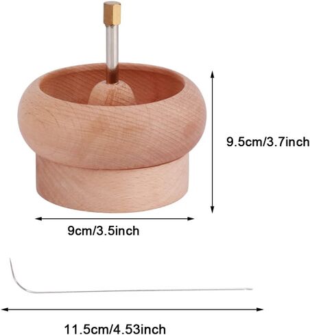 Faddare Wooden Making Bead Spinner, DIY Jewelry Making Bead Holder with Needle, Bracelet Bead Spinner Bowl Yarn Spinner Holder Beading Bowl for Jewelry Making Crafts(Wood) in Kuwait