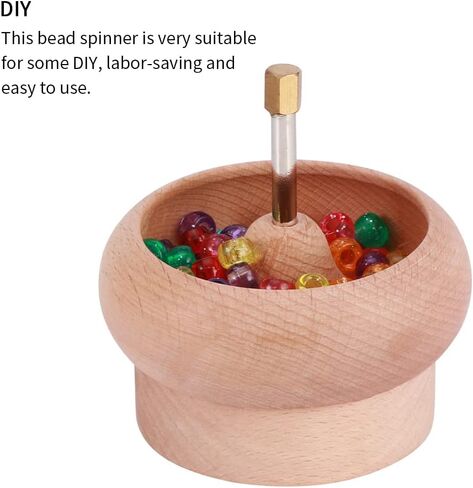 Faddare Wooden Making Bead Spinner, DIY Jewelry Making Bead Holder with Needle, Bracelet Bead Spinner Bowl Yarn Spinner Holder Beading Bowl for Jewelry Making Crafts(Wood) in Kuwait