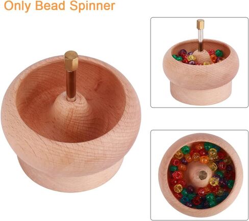 Faddare Wooden Making Bead Spinner, DIY Jewelry Making Bead Holder with Needle, Bracelet Bead Spinner Bowl Yarn Spinner Holder Beading Bowl for Jewelry Making Crafts(Wood) in Kuwait