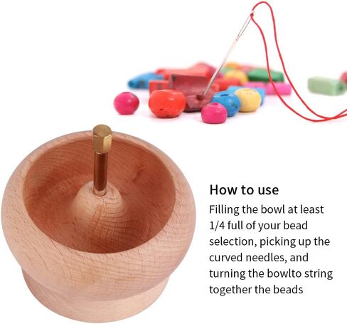 Faddare Wooden Making Bead Spinner, DIY Jewelry Making Bead Holder with Needle, Bracelet Bead Spinner Bowl Yarn Spinner Holder Beading Bowl for Jewelry Making Crafts(Wood) in Kuwait