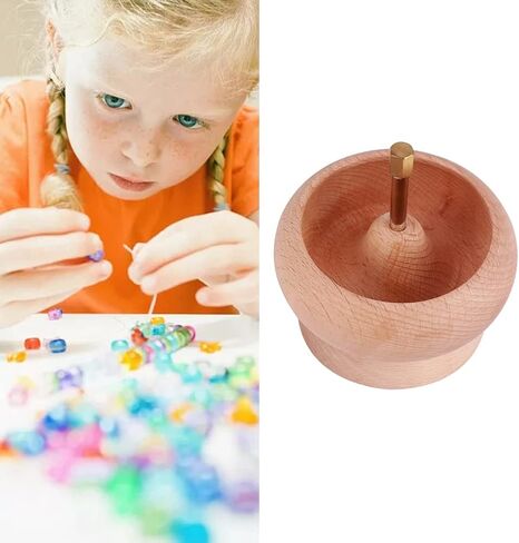 Faddare Wooden Making Bead Spinner, DIY Jewelry Making Bead Holder with Needle, Bracelet Bead Spinner Bowl Yarn Spinner Holder Beading Bowl for Jewelry Making Crafts(Wood) in Kuwait