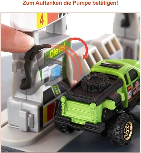Matchbox Cars Playset, Action Drivers Fuel Station & 1:64 Scale Toy Truck, Moveable Gas Hoses & Car-Activated Features in Saudi Arabia