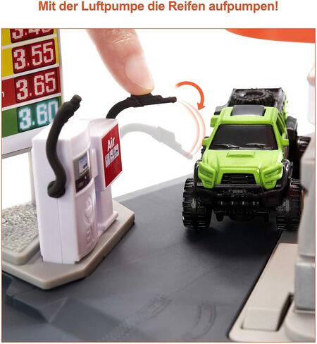 Matchbox Cars Playset, Action Drivers Fuel Station & 1:64 Scale Toy Truck, Moveable Gas Hoses & Car-Activated Features in Saudi Arabia
