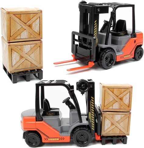 Liberty Imports Toy Forklift Truck with Pallet & Cargo - 1:22 Scale Friction Powered Wheels & Manual Lifting Control - Warehouse Lifting Vehicle for Kids Play in Saudi Arabia