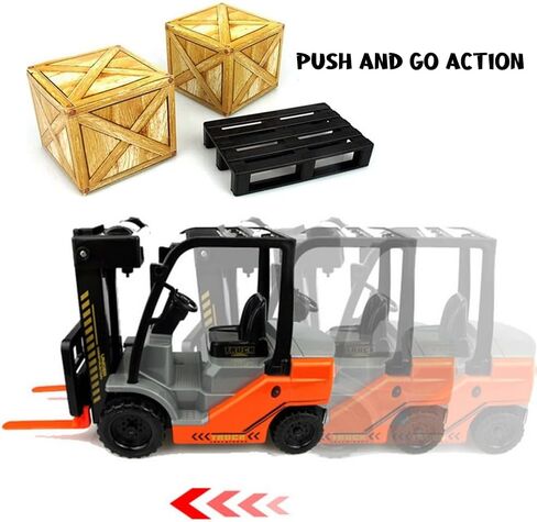 Liberty Imports Toy Forklift Truck with Pallet & Cargo - 1:22 Scale Friction Powered Wheels & Manual Lifting Control - Warehouse Lifting Vehicle for Kids Play in Saudi Arabia