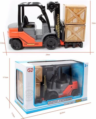 Liberty Imports Toy Forklift Truck with Pallet & Cargo - 1:22 Scale Friction Powered Wheels & Manual Lifting Control - Warehouse Lifting Vehicle for Kids Play in Saudi Arabia