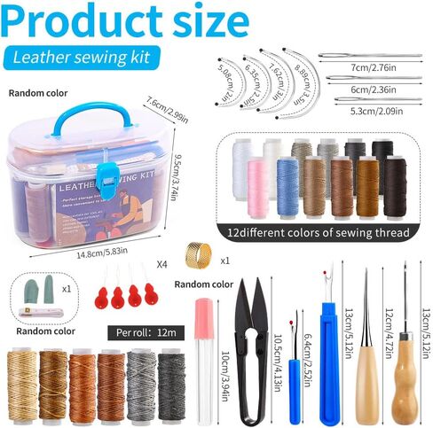 45 Pcs Leather Sewing Kit, Waxed Thread and Sewing Needle Sets, Wax Sewing Thread Kits, Leather Sewing Needle Repair Sets for Sewing Leather Blankets, Thick Canvas and Sofa Repair in Kuwait