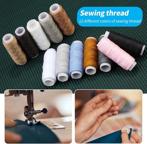 45 Pcs Leather Sewing Kit, Waxed Thread and Sewing Needle Sets, Wax Sewing Thread Kits, Leather Sewing Needle Repair Sets for Sewing Leather Blankets, Thick Canvas and Sofa Repair in Kuwait