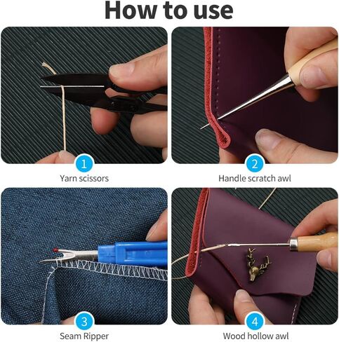 45 Pcs Leather Sewing Kit, Waxed Thread and Sewing Needle Sets, Wax Sewing Thread Kits, Leather Sewing Needle Repair Sets for Sewing Leather Blankets, Thick Canvas and Sofa Repair in Kuwait