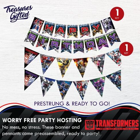 Treasures Gifted Officially Licensed Transformers Birthday Party Supplies - Serves 16 Guests - Complete Set Transformers Party Supplies - Transformers Party Plates and Napkins, Tablecloth & More! in Saudi Arabia