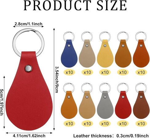 Nosiny 100 Pcs Pu Leather Key Fob Kit 10 Colors Leather Keychain Blanks with Key Rings and Rivets Key Chains Bulk for DIY in Saudi Arabia
