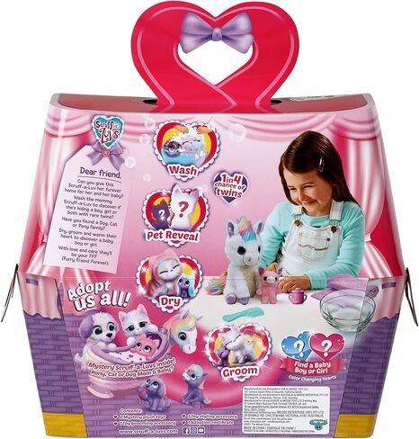 ليتل لايف بيتس | دمية حيوانات أليفة غامضة للأم والطفل من سكراف ايه لوفز - اغسل وعريس وانقاذ جرو حيوانات اليفة مخملية بالوان قوس قزح باستيل او مهر او قطة مع طفلها. in Kuwait