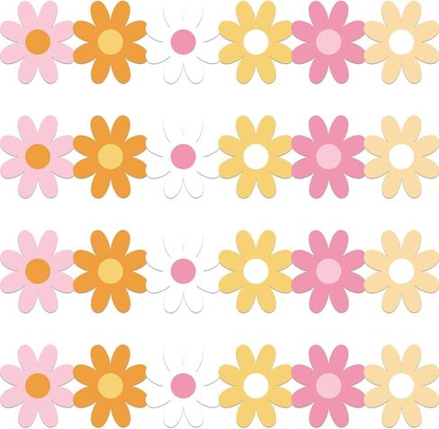 69Ft Boho Daisy Flower Paper Bulletin Board Borders Retro Groovy Classroom Decoration Hippie Border Trim Strips Back to School Classroom Decor for Nursery School Classroom Retro Groovy Party in Saudi Arabia