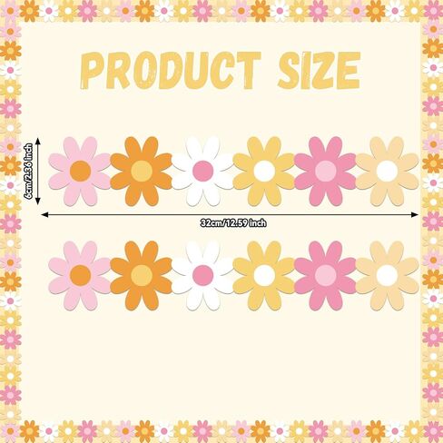 69Ft Boho Daisy Flower Paper Bulletin Board Borders Retro Groovy Classroom Decoration Hippie Border Trim Strips Back to School Classroom Decor for Nursery School Classroom Retro Groovy Party in Saudi Arabia