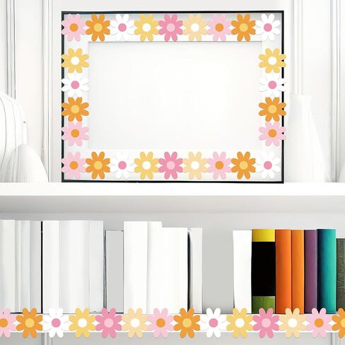 69Ft Boho Daisy Flower Paper Bulletin Board Borders Retro Groovy Classroom Decoration Hippie Border Trim Strips Back to School Classroom Decor for Nursery School Classroom Retro Groovy Party in Saudi Arabia