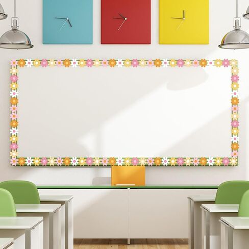69Ft Boho Daisy Flower Paper Bulletin Board Borders Retro Groovy Classroom Decoration Hippie Border Trim Strips Back to School Classroom Decor for Nursery School Classroom Retro Groovy Party in Saudi Arabia