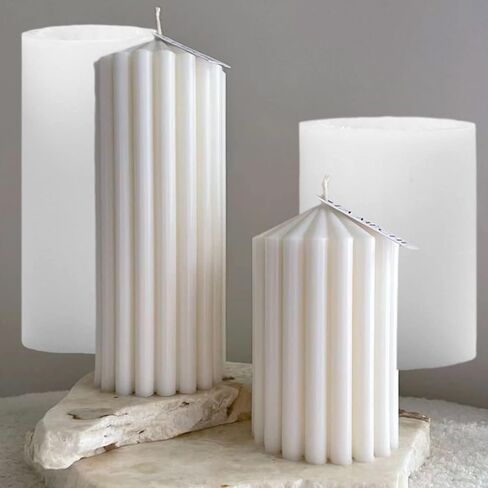 3D Thick Tooth Cylindrical Candle Mould, Spire Gear Cylindrical Silicone Molds for Crafts Aromatherapy Candle Plaster Resin Handmade Soap Making(Set) in Kuwait