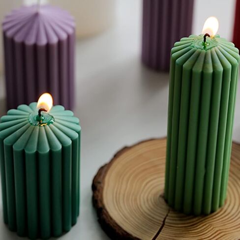 3D Thick Tooth Cylindrical Candle Mould, Spire Gear Cylindrical Silicone Molds for Crafts Aromatherapy Candle Plaster Resin Handmade Soap Making(Set) in Kuwait