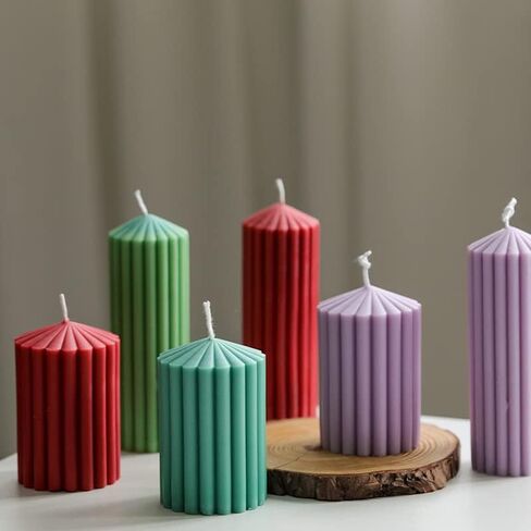 3D Thick Tooth Cylindrical Candle Mould, Spire Gear Cylindrical Silicone Molds for Crafts Aromatherapy Candle Plaster Resin Handmade Soap Making(Set) in Kuwait
