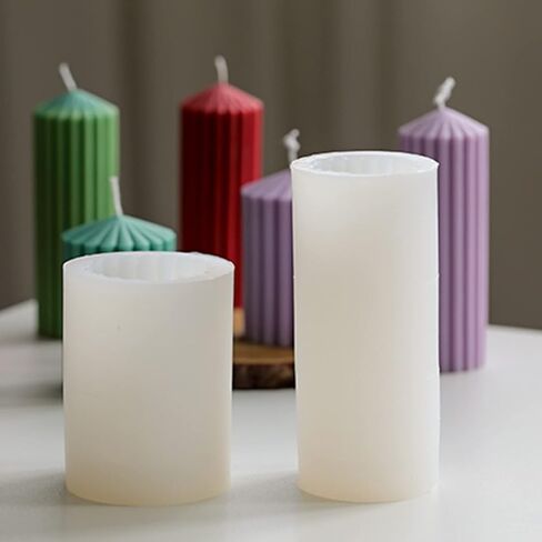 3D Thick Tooth Cylindrical Candle Mould, Spire Gear Cylindrical Silicone Molds for Crafts Aromatherapy Candle Plaster Resin Handmade Soap Making(Set) in Kuwait