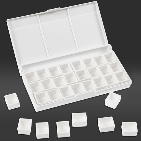 لوحة بلاستيكية - لوحة ألوان مائية صينية طلاء قابلة للطي لوحة طلاء بلاستيكية مع 24 حجرة، لوحة خلط الألوان/صواني الطلاء للأطفال in Kuwait