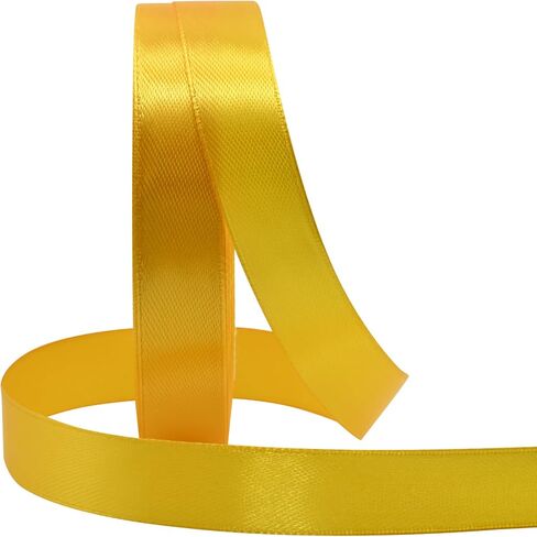 GTYBOVA Polyester Yellow Satin Ribbon 50 Yards 5/8 inch X 25 Yards/Roll Fabric Ribbons for Gift Wrapping Bows Bouquet Wedding Sewing Craft and More 2 Pack in Kuwait