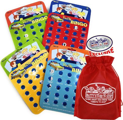 Toysmith Road Trip Bingo Cards Red, Blue, Green & Orange Gift Set Travel Bundle with Bonus Matty's Toy Stop Storage Bag - 4 Pack in Saudi Arabia