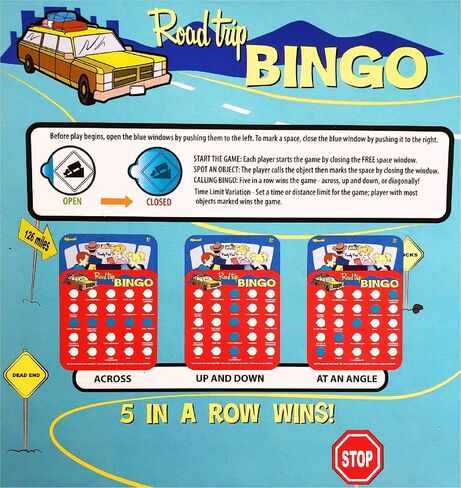 Toysmith Road Trip Bingo Cards Red, Blue, Green & Orange Gift Set Travel Bundle with Bonus Matty's Toy Stop Storage Bag - 4 Pack in Saudi Arabia
