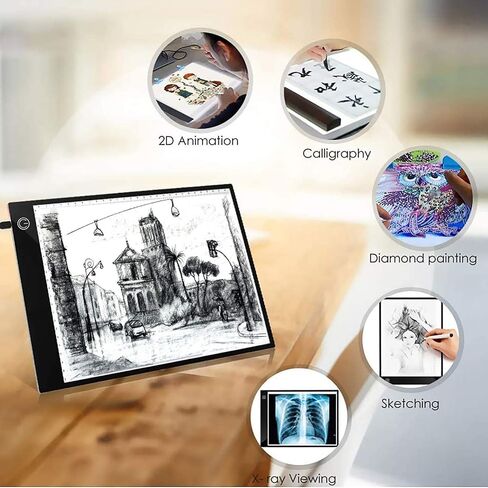 Kayueti A5 LED Drawing Tablet Thin Art Stencil Drawing Board Light Box tracing Table pad, for 5D Diamond Painting Full Drill Embroidery, Cross Stitch Embroidery, Embossing, Sewing Projects etc in Saudi Arabia