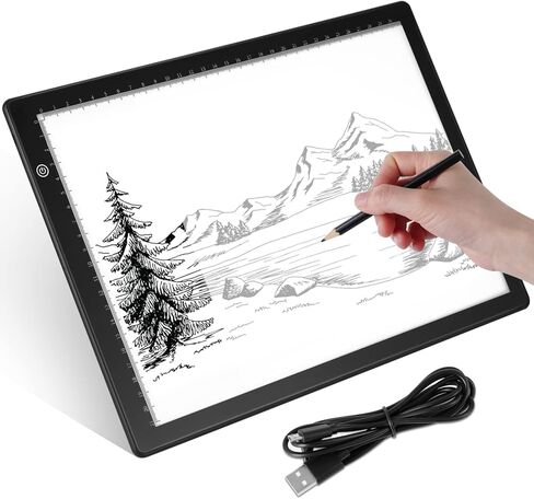 لوحة اضاءة LED ايه 4، صندوق اضاءة محمول رفيع للغاية مع سطوع قابل للتعتيم، لوحة نسخ تعمل بمنفذ USB، لوحة اضاءة تتبع متينة للرسم والرسم والرسوم المتحركة ثنائية الابعاد in Kuwait