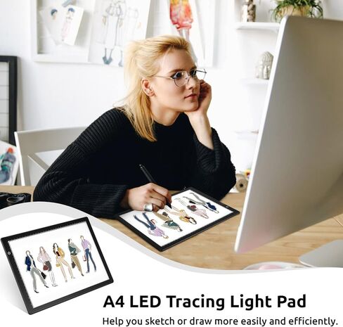 لوحة اضاءة LED ايه 4، صندوق اضاءة محمول رفيع للغاية مع سطوع قابل للتعتيم، لوحة نسخ تعمل بمنفذ USB، لوحة اضاءة تتبع متينة للرسم والرسم والرسوم المتحركة ثنائية الابعاد in Kuwait