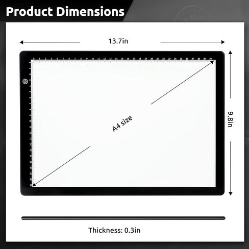 لوحة اضاءة LED ايه 4، صندوق اضاءة محمول رفيع للغاية مع سطوع قابل للتعتيم، لوحة نسخ تعمل بمنفذ USB، لوحة اضاءة تتبع متينة للرسم والرسم والرسوم المتحركة ثنائية الابعاد in Kuwait