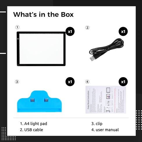 لوحة اضاءة LED ايه 4، صندوق اضاءة محمول رفيع للغاية مع سطوع قابل للتعتيم، لوحة نسخ تعمل بمنفذ USB، لوحة اضاءة تتبع متينة للرسم والرسم والرسوم المتحركة ثنائية الابعاد in Kuwait