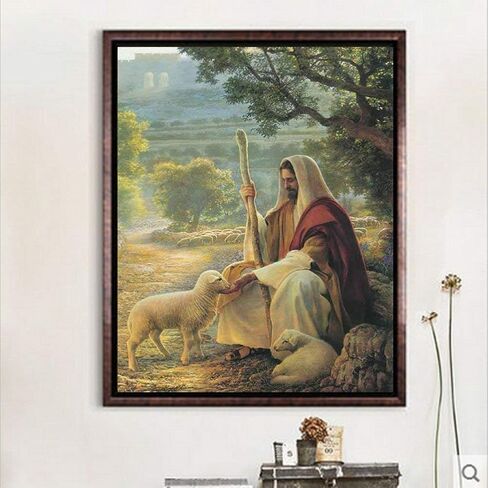 يسوع المسيح الراعي كامل حفر الماس اللوحة بواسطة مجموعات الأرقام، 5D DIY الماس التطريز كريستال حجر الراين الصليب الغرزة لوحات الفسيفساء الفن الحرفية للديكور جدار المنزل (12 × 16 بوصة / 30 × 40 سم) in Kuwait