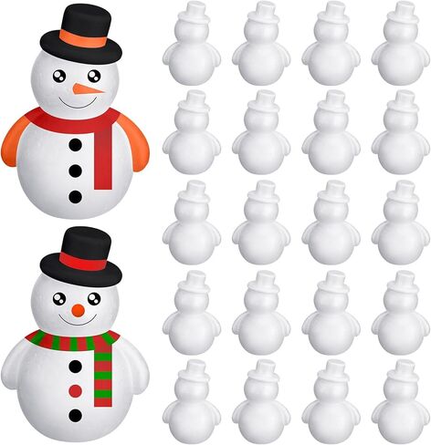 Frienda 24 جهاز كمبيوتر شخصى عيد الميلاد رغوة ثلج DIY بها بنفسك أشكال رجل ثلج الأبيض البوليسترين ثلج رغوة دمية قالب زخرفة للأطفال البالغين DIY الفن الحرفي المشاريع النمذجة عيد الميلاد عطلة الديكور in Kuwait