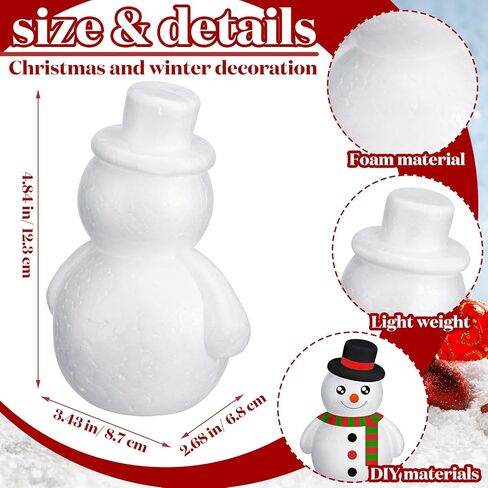 Frienda 24 جهاز كمبيوتر شخصى عيد الميلاد رغوة ثلج DIY بها بنفسك أشكال رجل ثلج الأبيض البوليسترين ثلج رغوة دمية قالب زخرفة للأطفال البالغين DIY الفن الحرفي المشاريع النمذجة عيد الميلاد عطلة الديكور in Kuwait