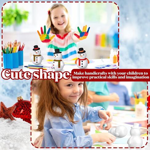 Frienda 24 جهاز كمبيوتر شخصى عيد الميلاد رغوة ثلج DIY بها بنفسك أشكال رجل ثلج الأبيض البوليسترين ثلج رغوة دمية قالب زخرفة للأطفال البالغين DIY الفن الحرفي المشاريع النمذجة عيد الميلاد عطلة الديكور in Kuwait