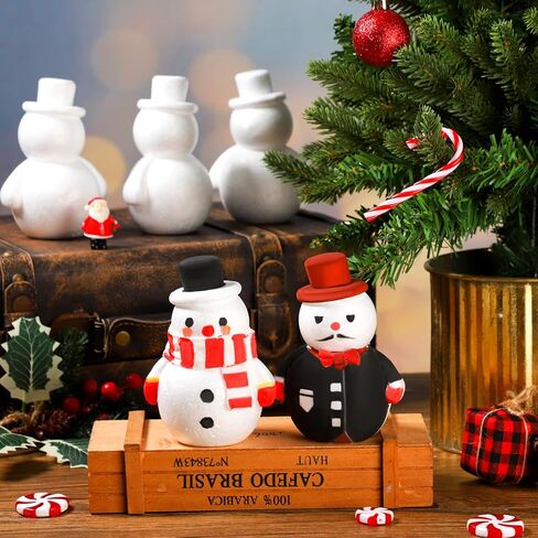 Frienda 24 جهاز كمبيوتر شخصى عيد الميلاد رغوة ثلج DIY بها بنفسك أشكال رجل ثلج الأبيض البوليسترين ثلج رغوة دمية قالب زخرفة للأطفال البالغين DIY الفن الحرفي المشاريع النمذجة عيد الميلاد عطلة الديكور in Kuwait