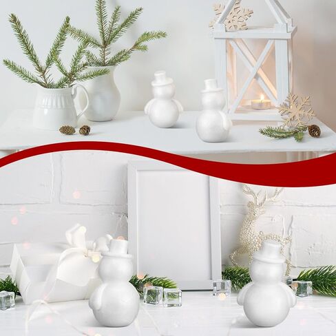 Frienda 24 جهاز كمبيوتر شخصى عيد الميلاد رغوة ثلج DIY بها بنفسك أشكال رجل ثلج الأبيض البوليسترين ثلج رغوة دمية قالب زخرفة للأطفال البالغين DIY الفن الحرفي المشاريع النمذجة عيد الميلاد عطلة الديكور in Kuwait