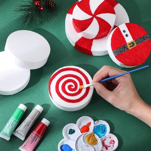 Marsui 26 Pcs Round Foam Circles for Crafts Fake Cake White Discs for DIY Projects 4/6/8/12'' Diameter 1'' Thick Round Foam Disk Craft Foam Disc for Christmas Art Cakes Sculpture Modeling Decoration in Saudi Arabia