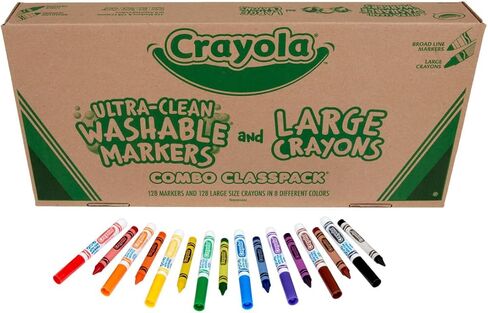 Crayola Large Crayons & Ultra Clean Washable Markers (256 Count), Assorted Colors, Styles Vary in Saudi Arabia