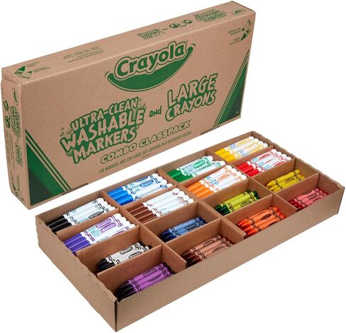 Crayola Large Crayons & Ultra Clean Washable Markers (256 Count), Assorted Colors, Styles Vary in Saudi Arabia