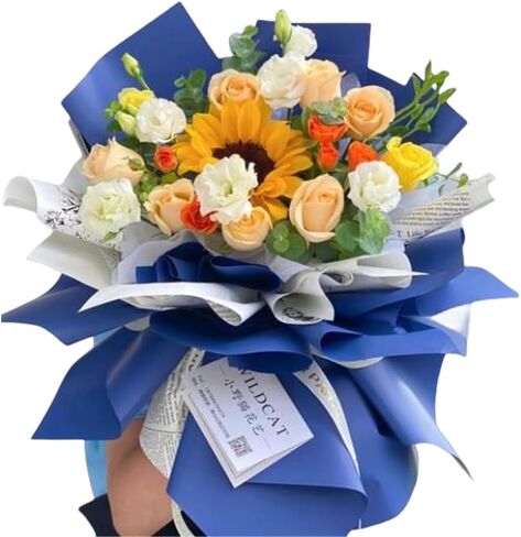 20 Pcs Double Sided Color Flower Wrapping Paper,Waterproof Valentine's Day Bouquet Wrapping Paper 23x23Inch Used for DIY Crafts, Gift Packaging, Flower Shop Bouquet Packaging (light blue) in Kuwait