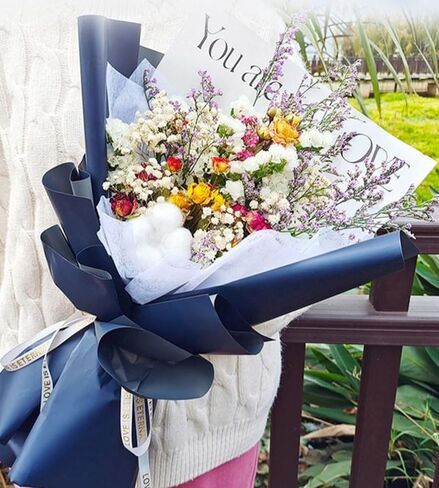 20 Pcs Double Sided Color Flower Wrapping Paper,Waterproof Valentine's Day Bouquet Wrapping Paper 23x23Inch Used for DIY Crafts, Gift Packaging, Flower Shop Bouquet Packaging (light blue) in Kuwait